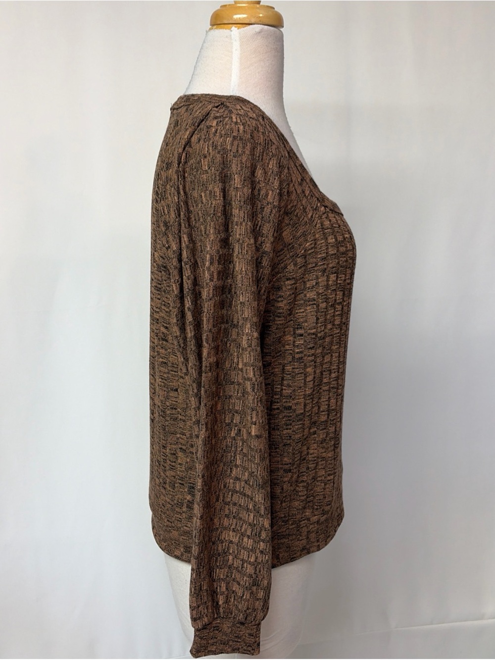 Philosophy Women's Sz Medium Brown Heather Large Ribbed Square Neck Sweater $58 - Picture 9 of 11